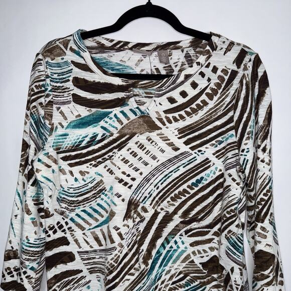 Chico’s Women’s Printed 3/4 Sleep Top Keyhole Neck Size 0 - Picture 2 of 5